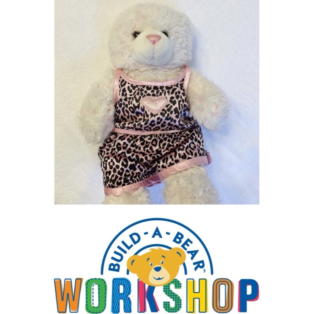 Build A Bear Pink Highlights White Bear